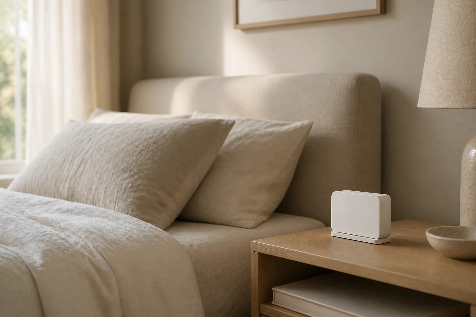 Senecta Pod on a bedroom nightstand